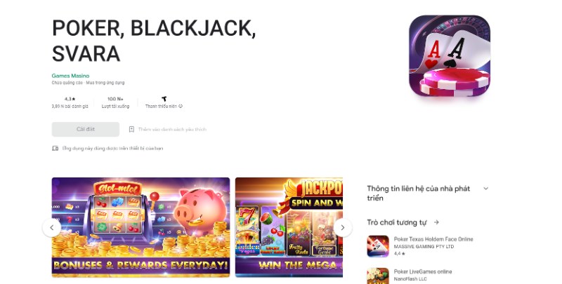 Ứng dụng Poker, Blackjack, Svara 